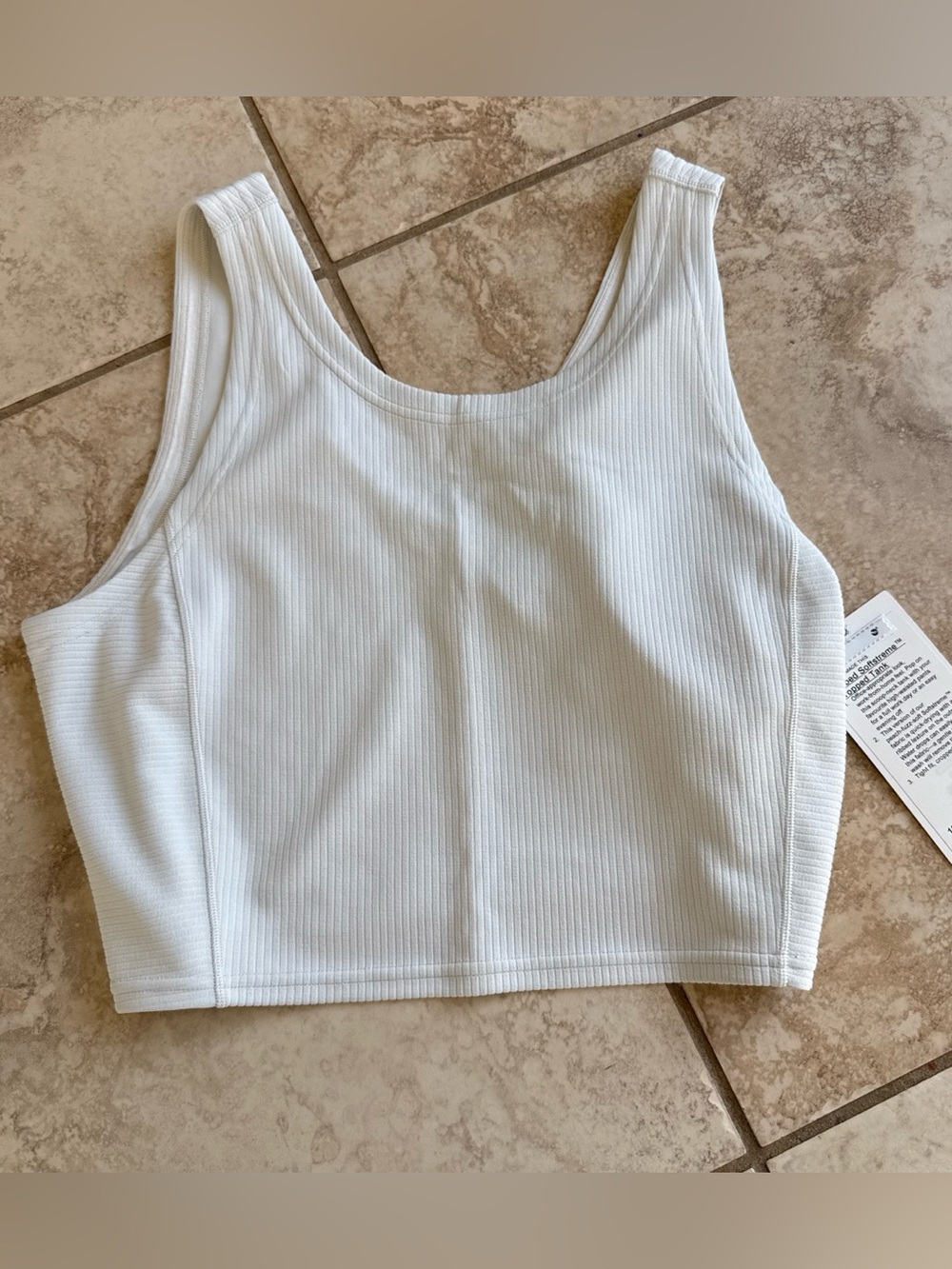 Women’s White Ribbed Crop Tank Top